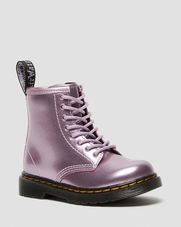 Pink Kids' Dr Martens Toddler 1460 Metallic Lace Up Boots | CA 696LIS